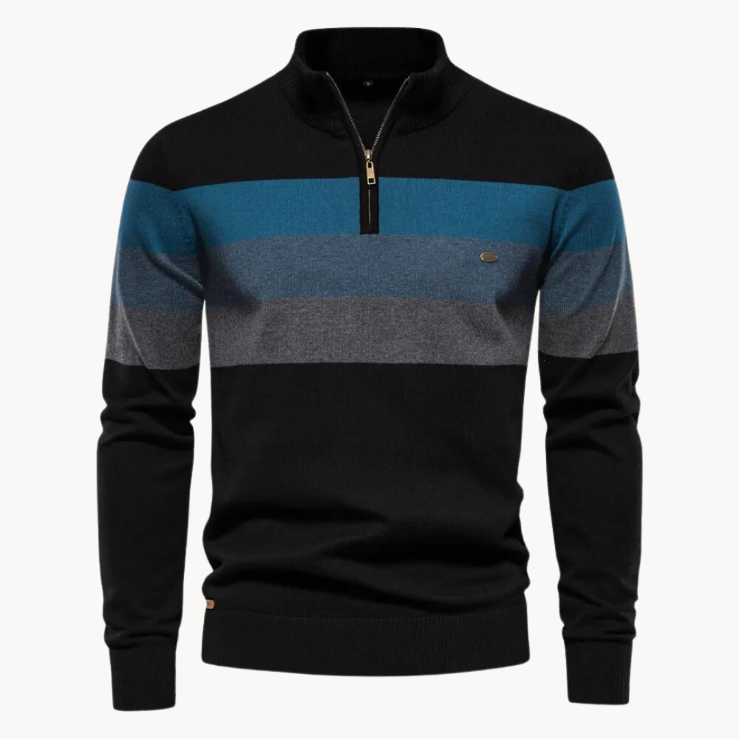 Nilo - sophisticated striped slim fit men's zip pullover
