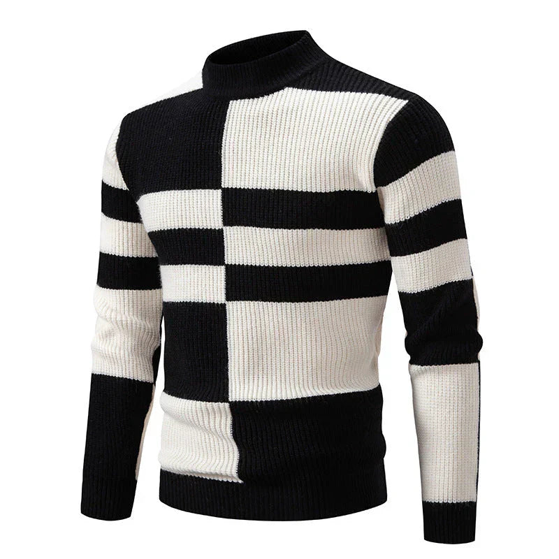 Enzo - knitted jumper with graphic block pattern for men