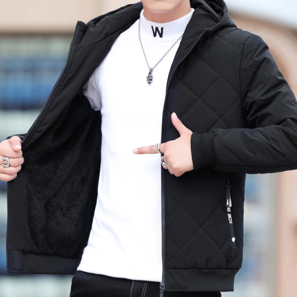 Elie - hooded quilted jacket with full zip for men