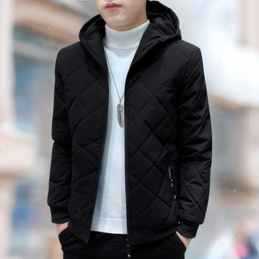 Elie - hooded quilted jacket with full zip for men