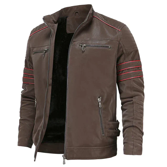 Men's motorbike leather jacket, robust and stylish