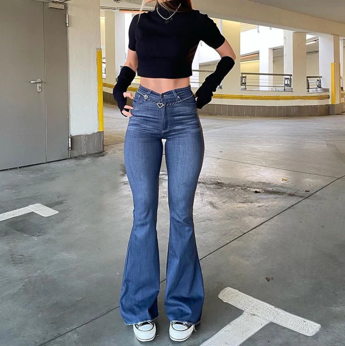 Nympha - women's high-waisted denim trousers