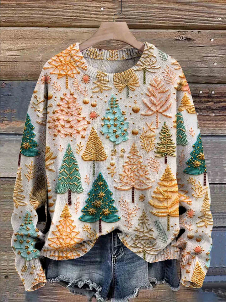 Christmas jumper - oversized Christmas tree knit jumper for women
