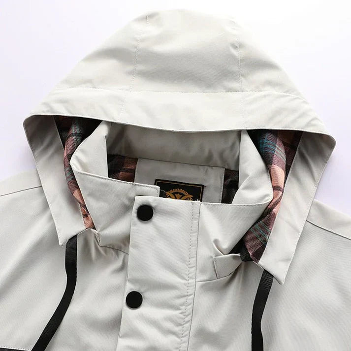 Men's jackets made of water-repellent material with checked lining