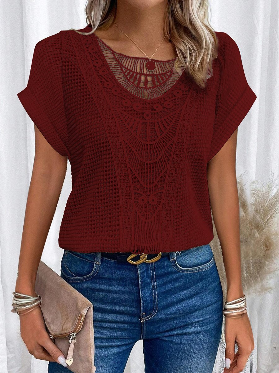 Lace Stitching Short Sleeve T-Shirt