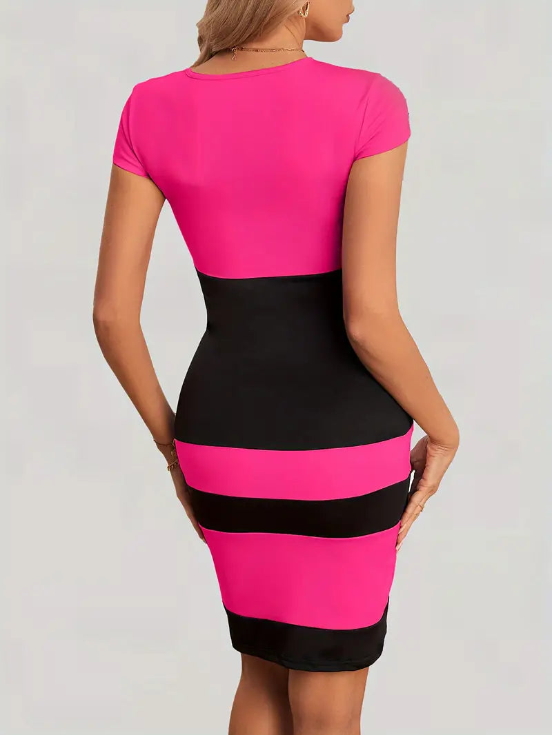 Reagan color block bodycon dress for spring