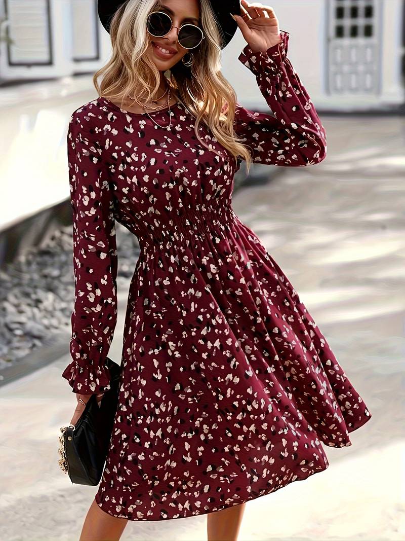 Sophia – all-over print long-sleeved dress for spring and autumn