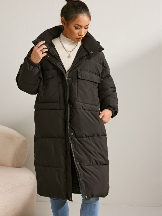 Stylish Warm Long Puffer Winter Jacket with Hood for Women | Perfect for Outdoor Activities