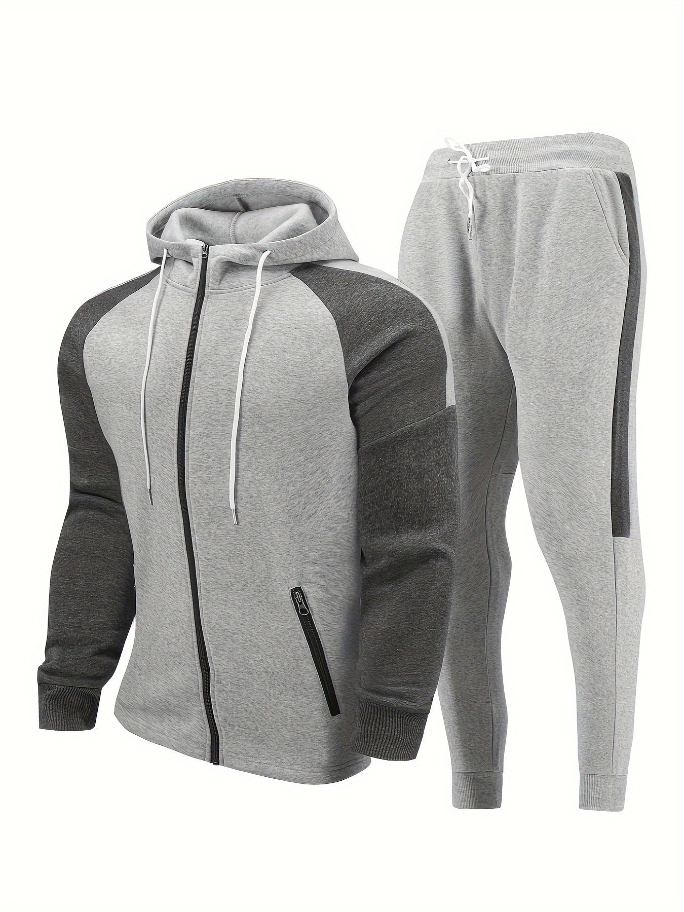 Vintage Style Tracksuit with Full Zip Long Sleeve Hoodie and Jogging Pants for Men | Ideal for Spring