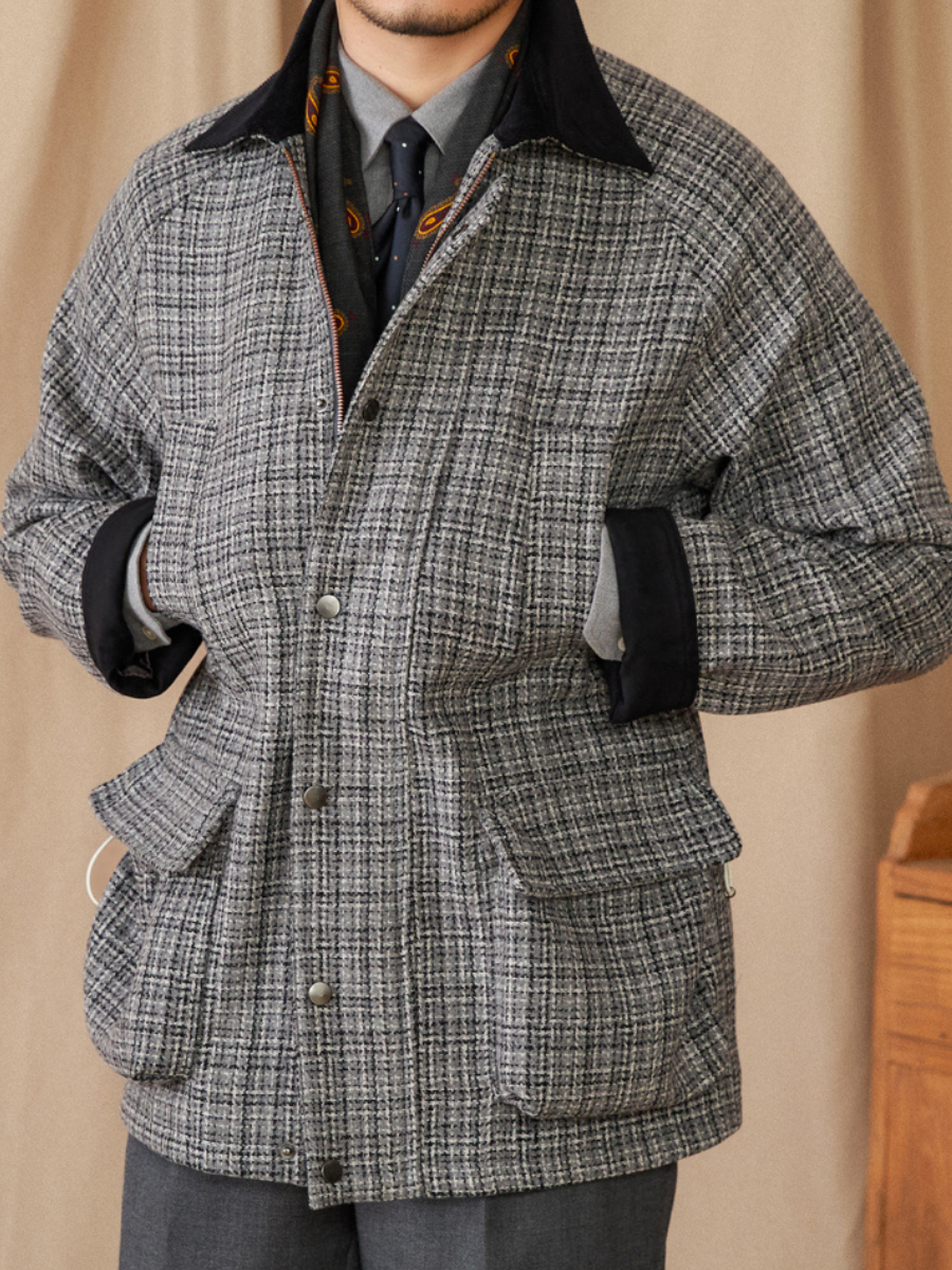 Houndstooth Wool Field Jacket