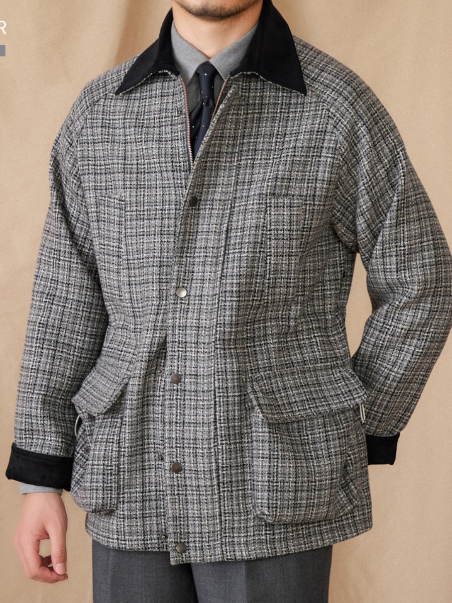 Houndstooth Wool Field Jacket