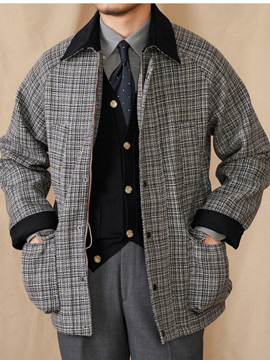 Houndstooth Wool Field Jacket