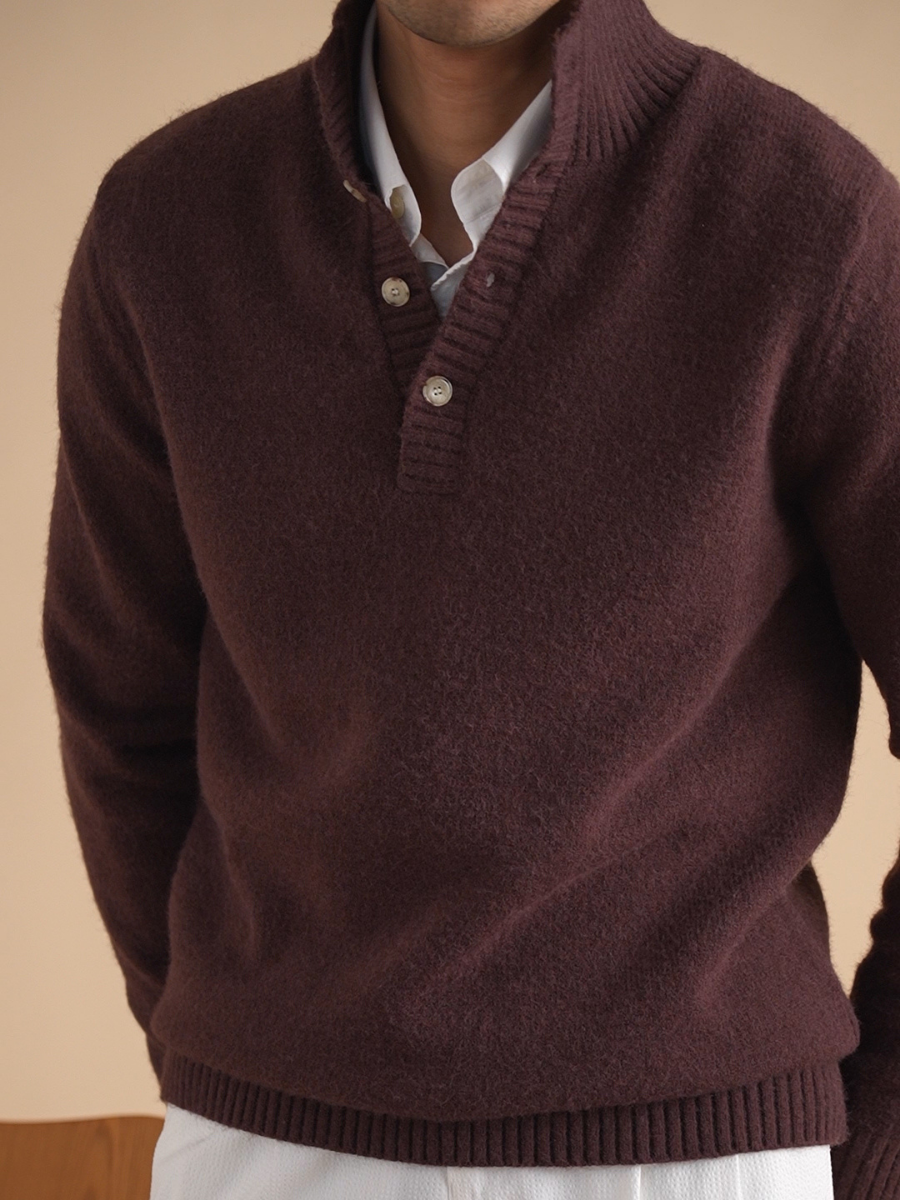 Half-Button Knitted Sweater