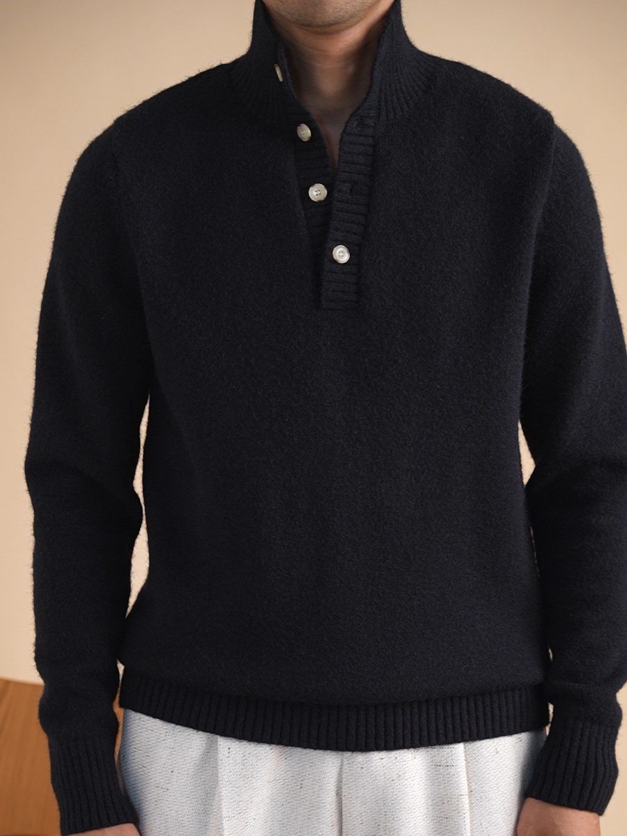 Half-Button Knitted Sweater