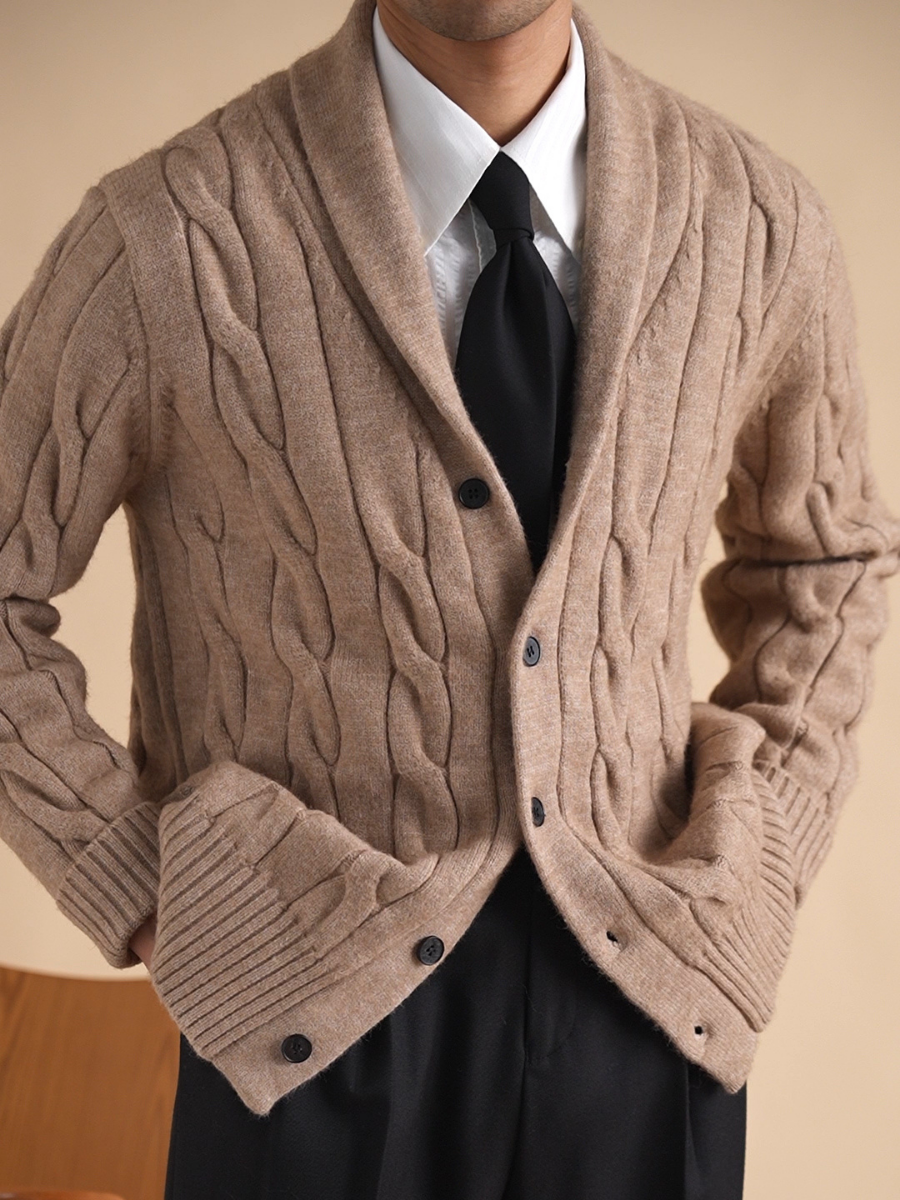 Shawl Collar Knit Cardigan