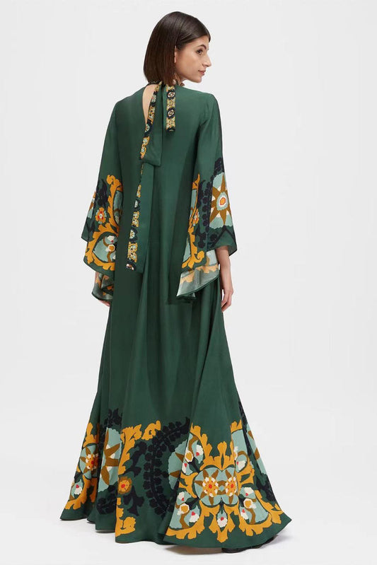 Magnifico Printed Maxi Dress-Green