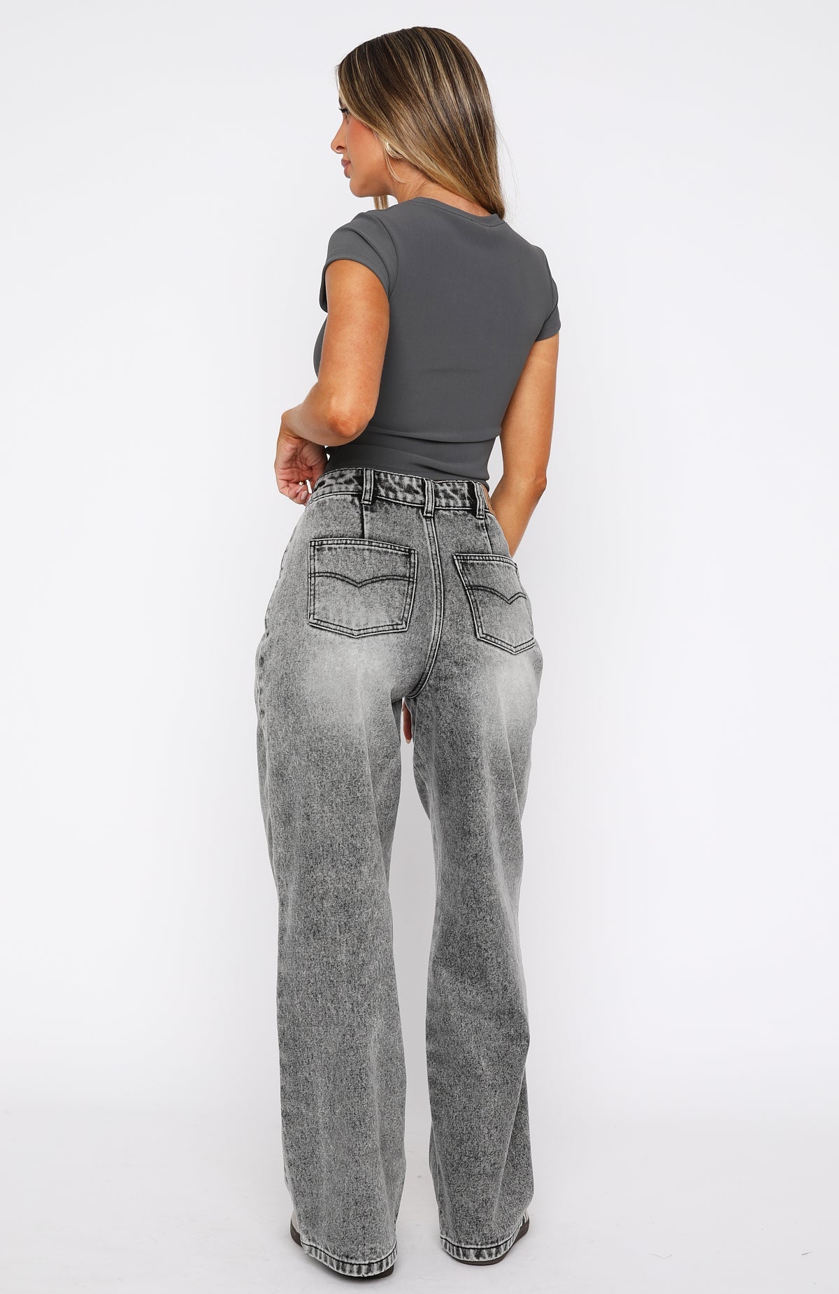 WILMA JEANS - GREY ACID WASH