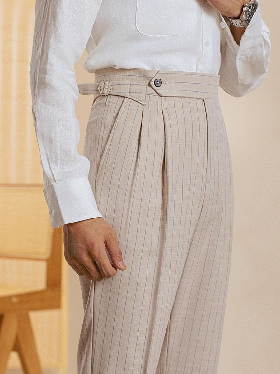 Verona Striped High-Waist Trousers