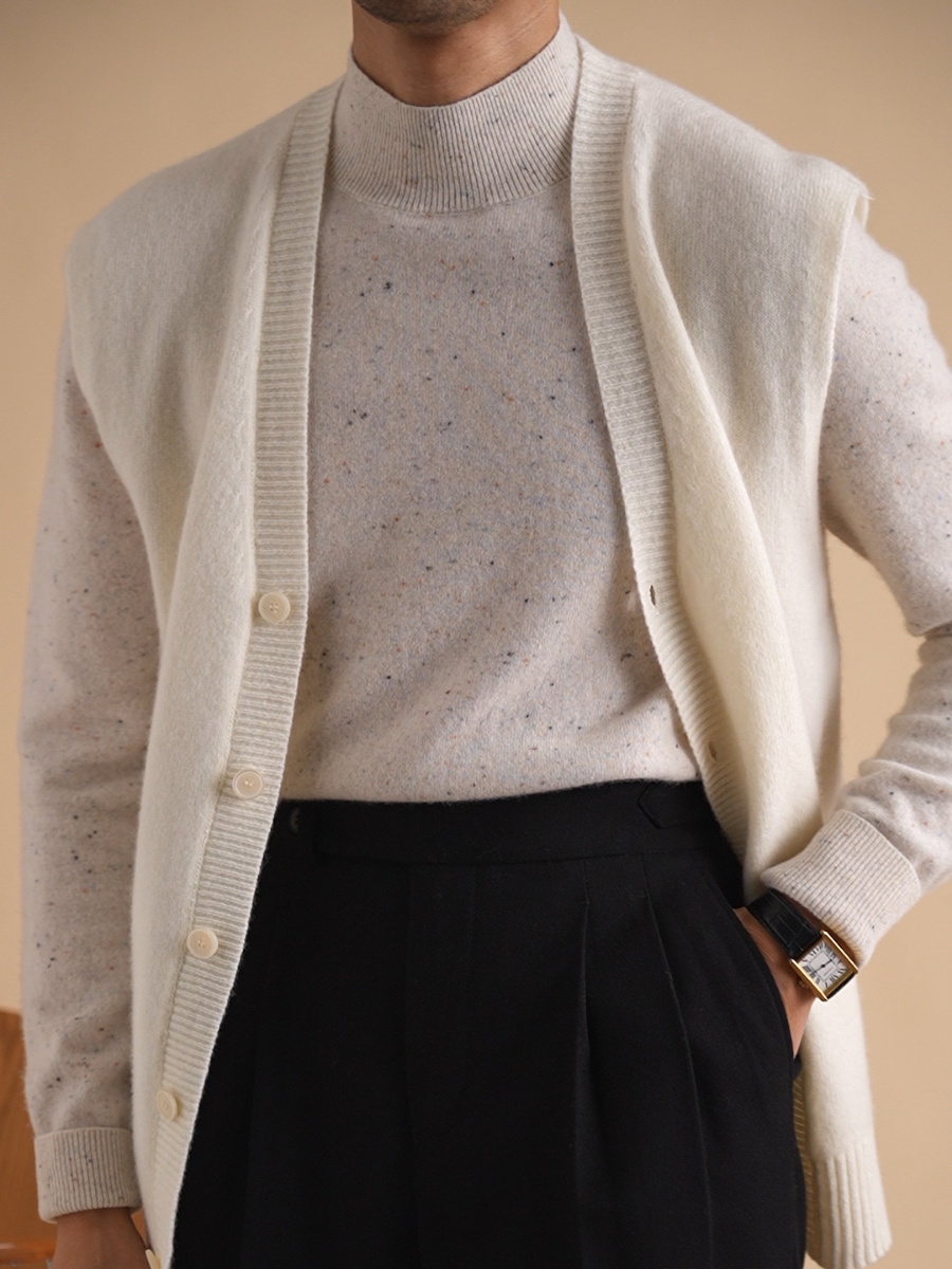 Wool Speckled Mock Neck Sweater