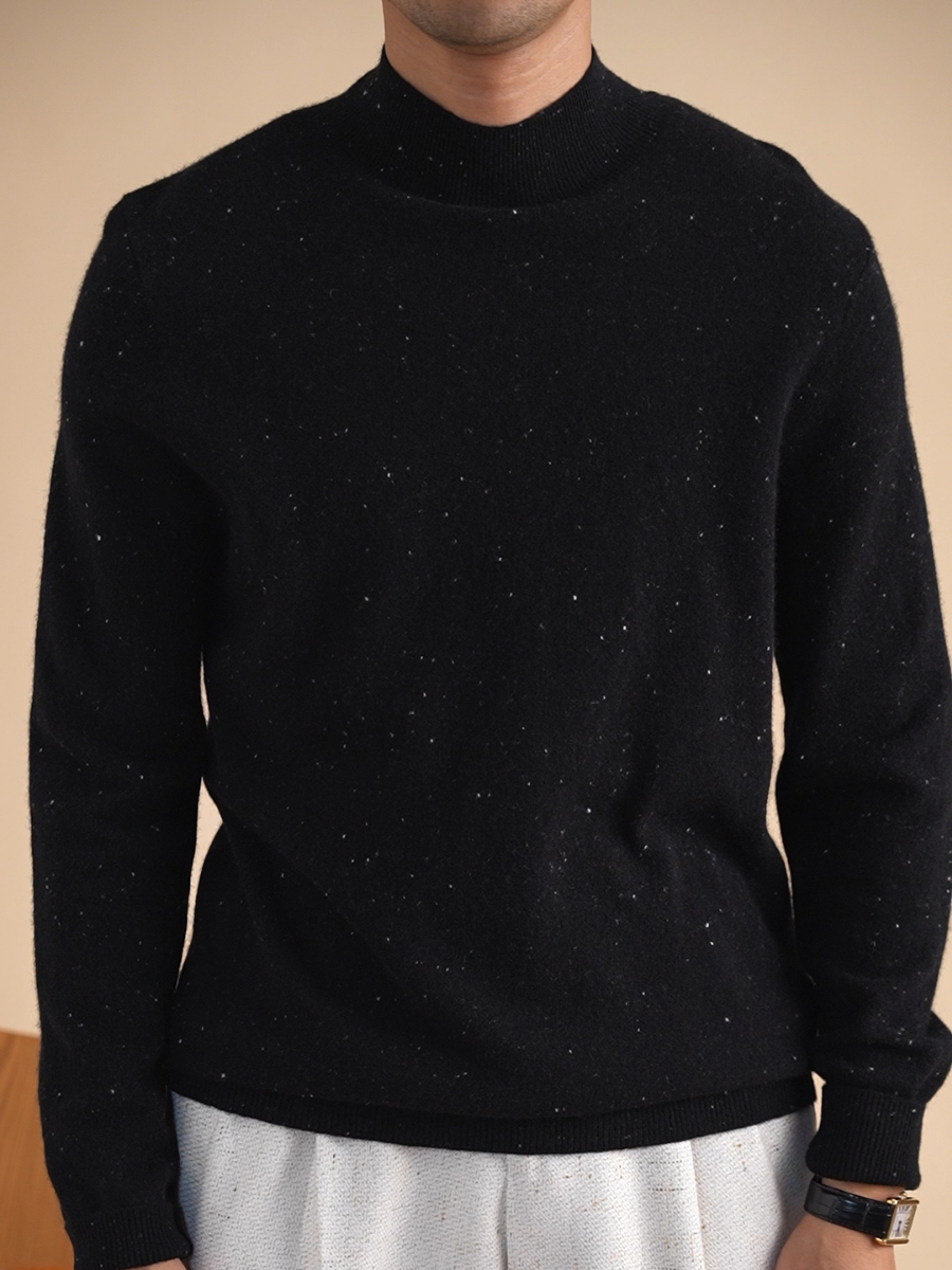 Wool Speckled Mock Neck Sweater