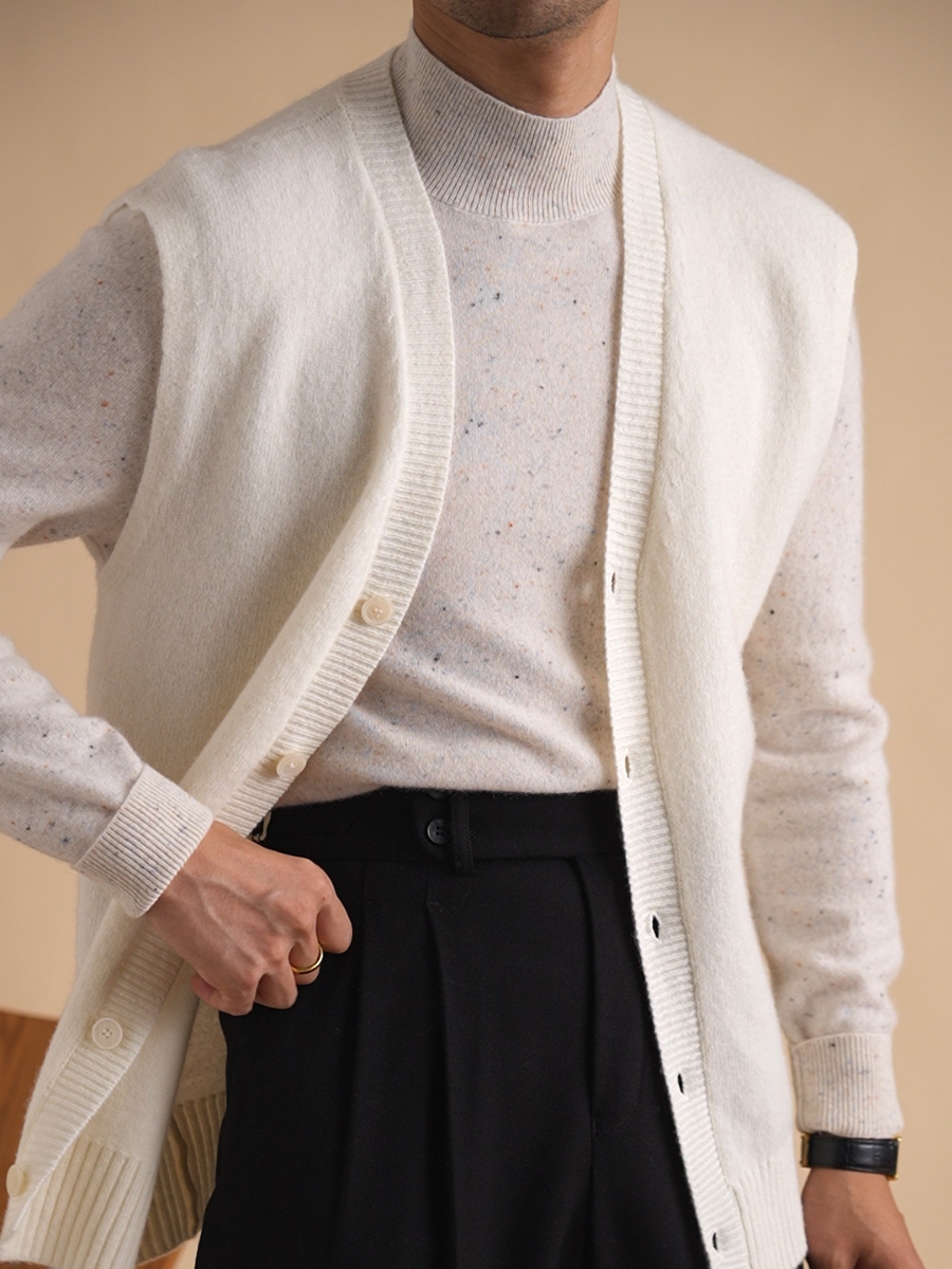 Wool Speckled Mock Neck Sweater