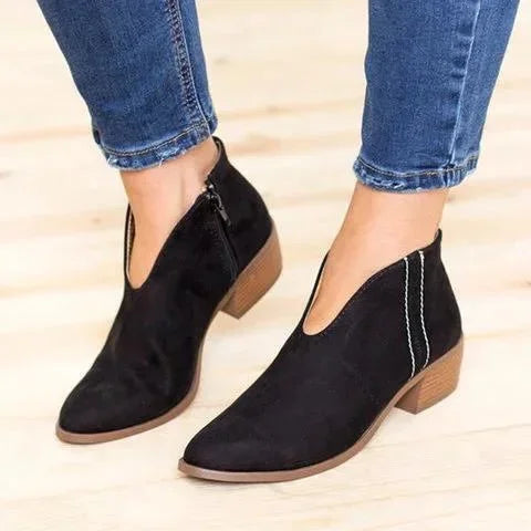 Sexy women's boots with v-neck and zipper