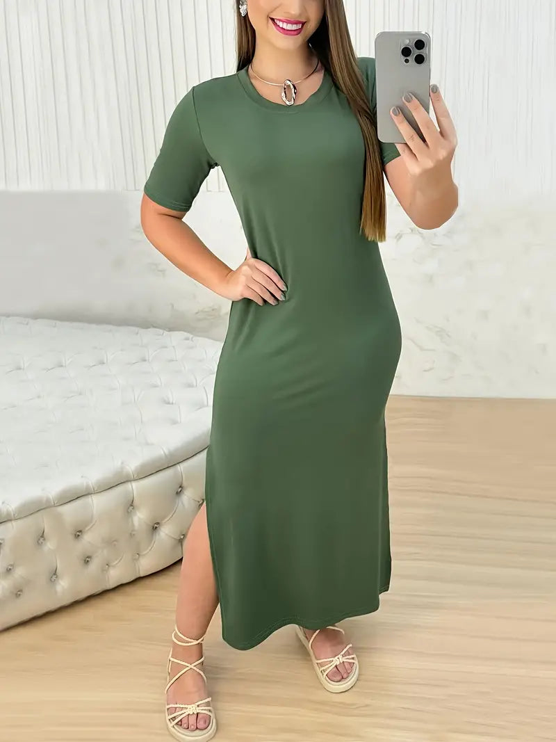 Quinn - casual side slit loose maxi dress