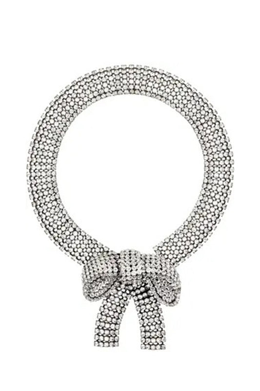 Crystal Embellished Bowknot Necklace