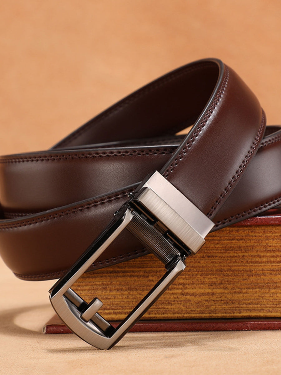 Leather Belt with Automatic Buckle