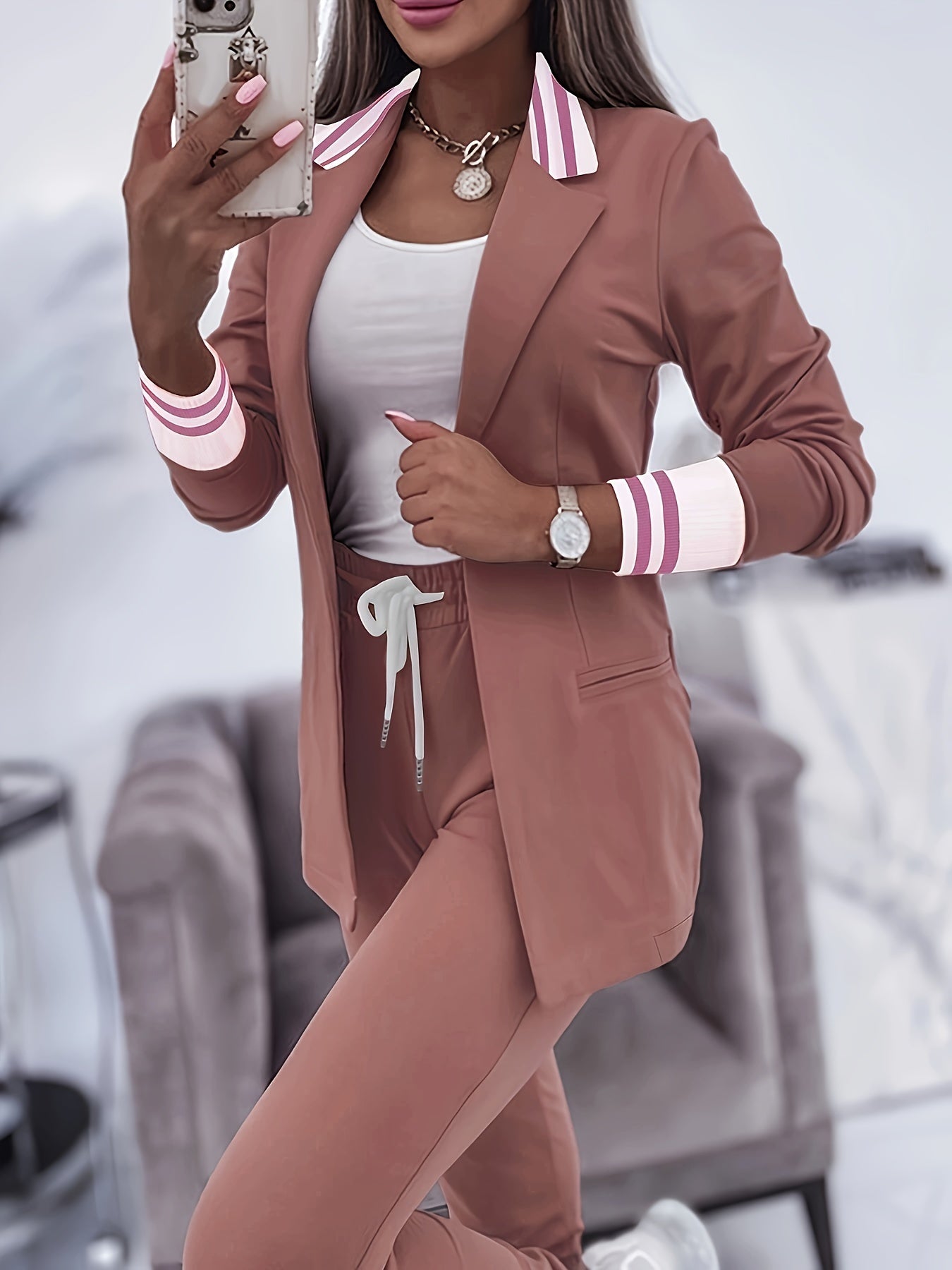 Casual Slim Pants And Blazer Outfit Set For Women | Ideal for All Seasons