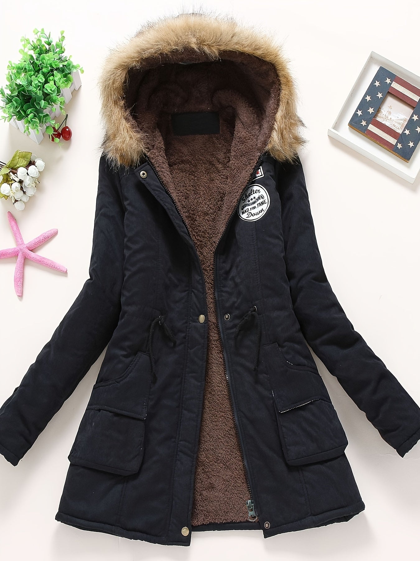 Stylish Warm Fleece Parka Winter Jacket with Vegan Fur for Women | Ideal for Winter