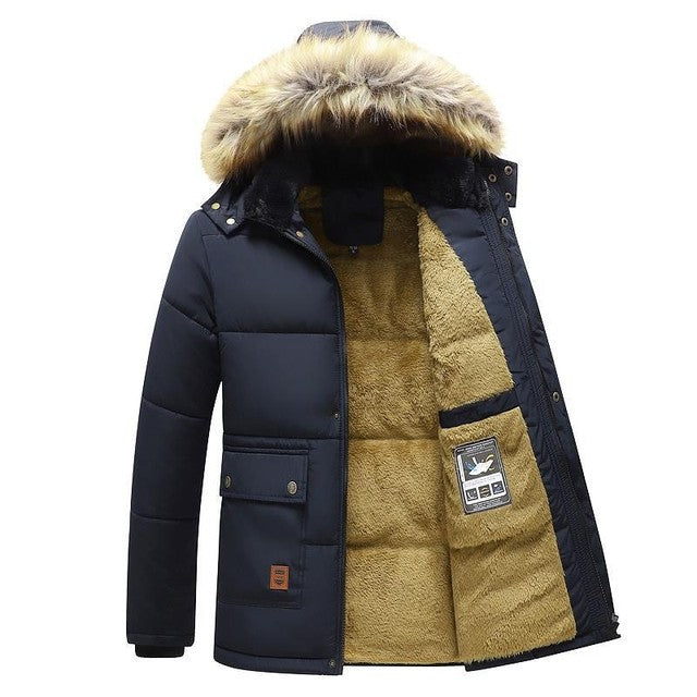 Mens Coat Winter Jacket Long with Fur Lining and Hood | Perfect for Outdoor Activities