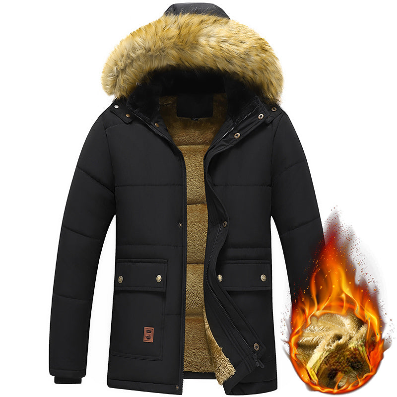 Mens Coat Winter Jacket Long with Fur Lining and Hood | Perfect for Outdoor Activities