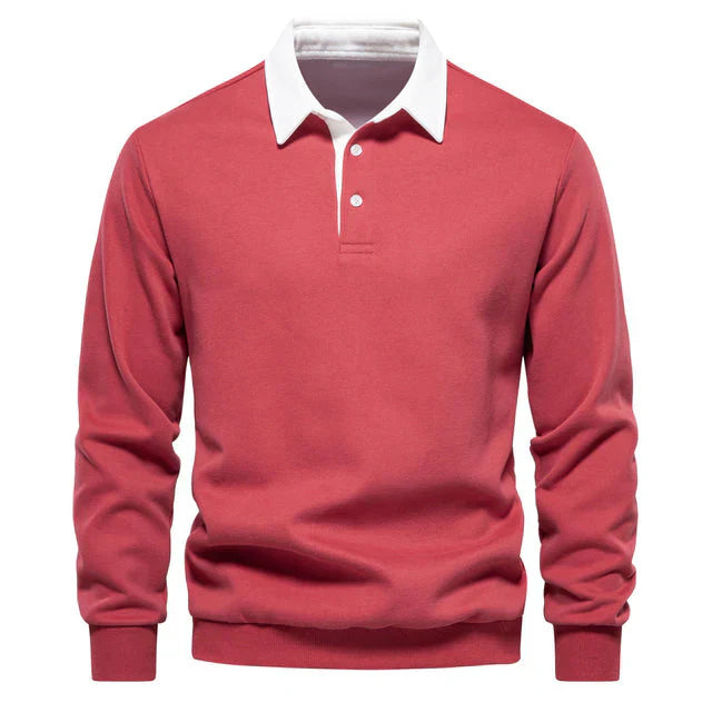 Elegant men's long-sleeved polo shirt with classic collar