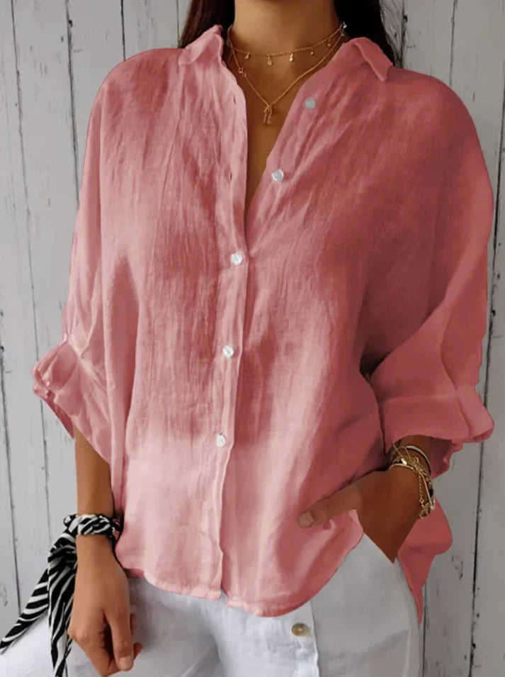 Cotton and linen shirt, tied at the back