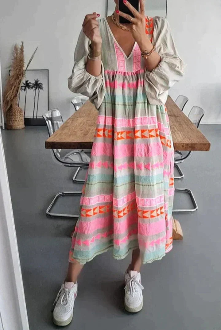 Luisa - colorful maxi dress geo pattern