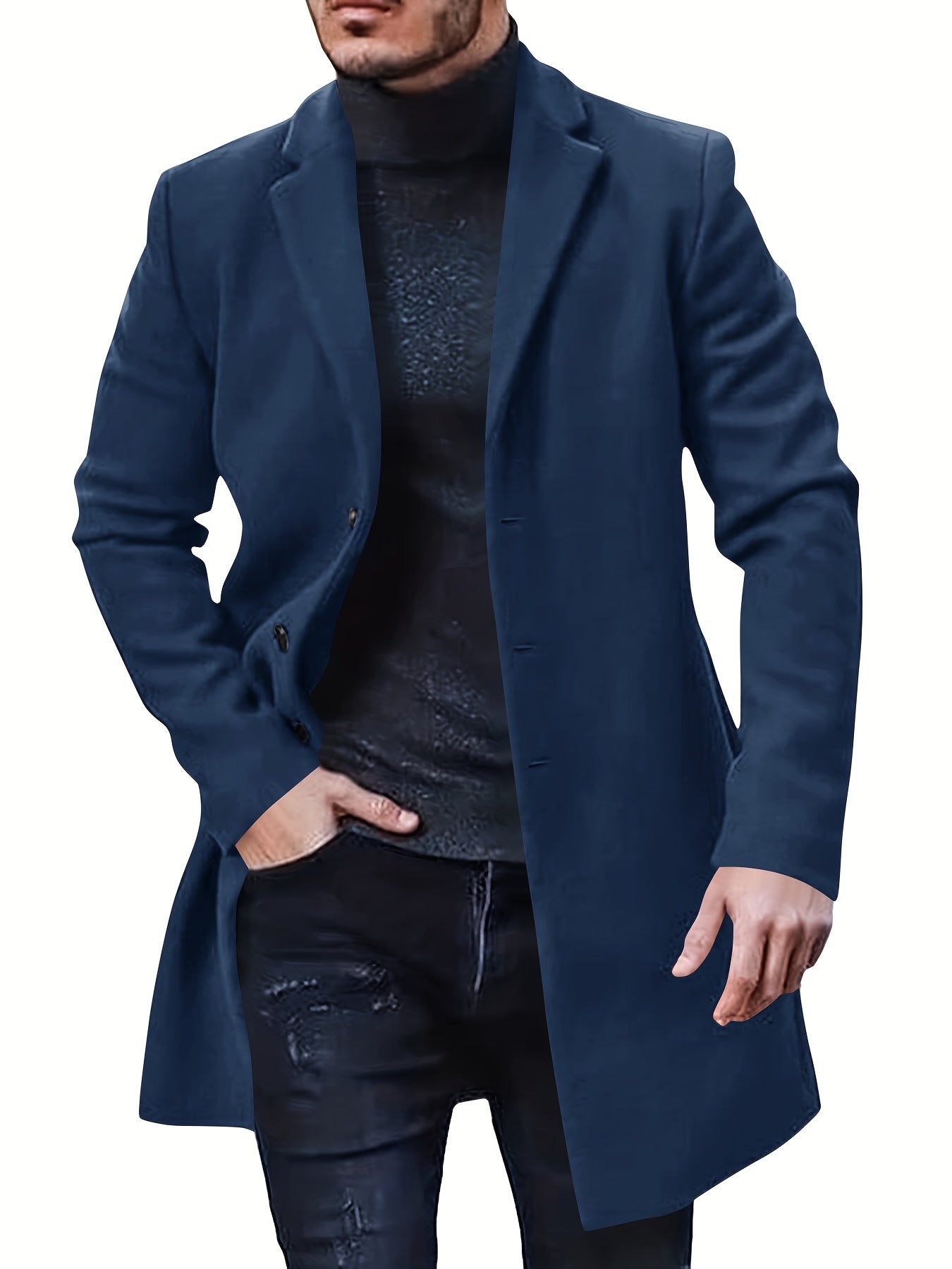 Casual Midlength Button Down Trench Coat for Men | Ideal for All Seasons