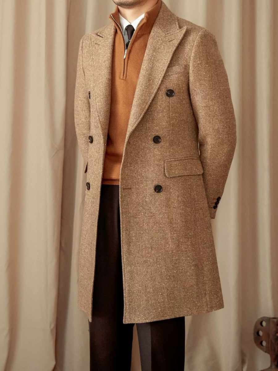 Wool Double-Breasted President Overcoat