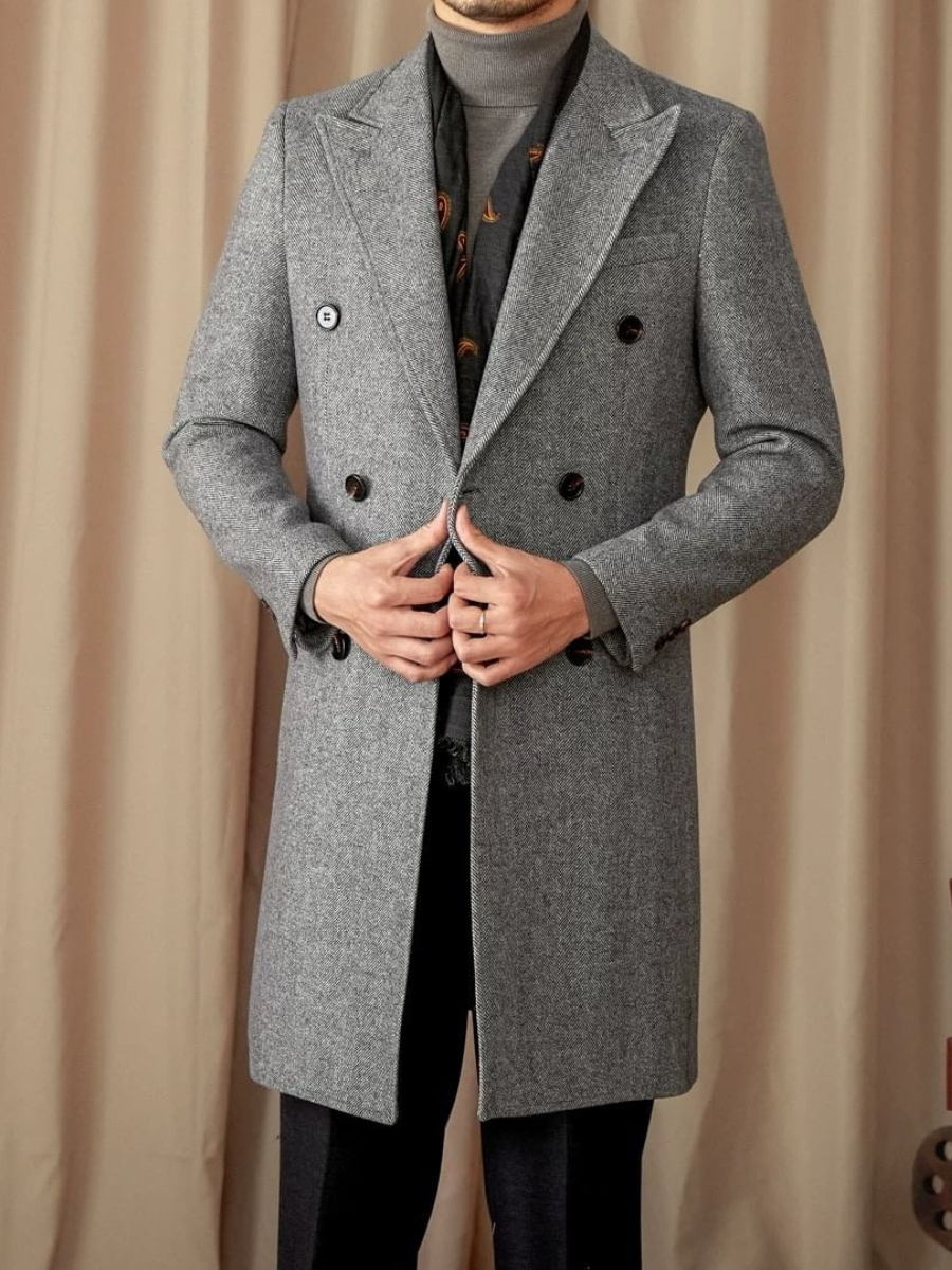 Wool Double-Breasted President Overcoat