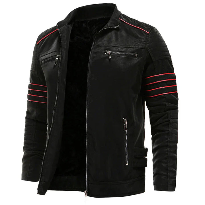 Motorcycle men's leather jacket, robust and stylish