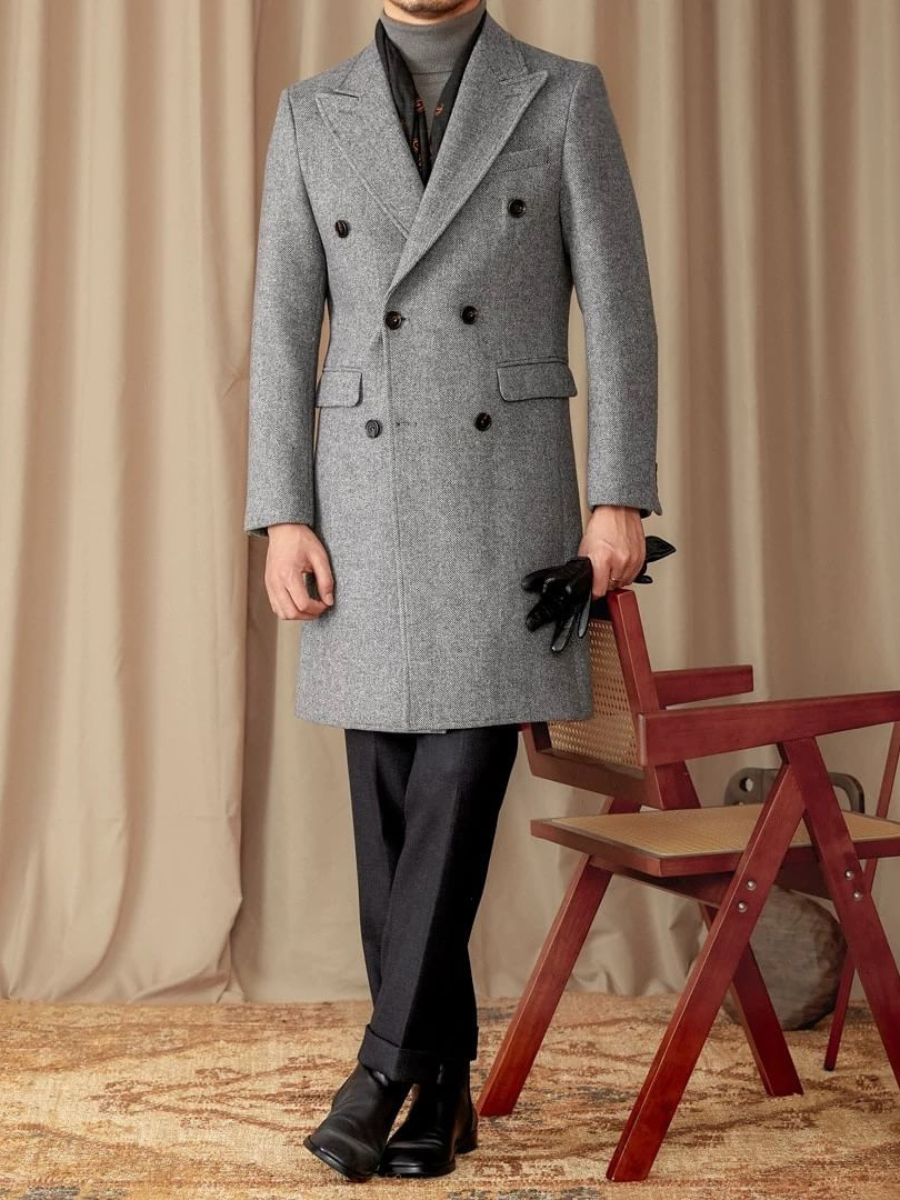 Wool Double-Breasted President Overcoat