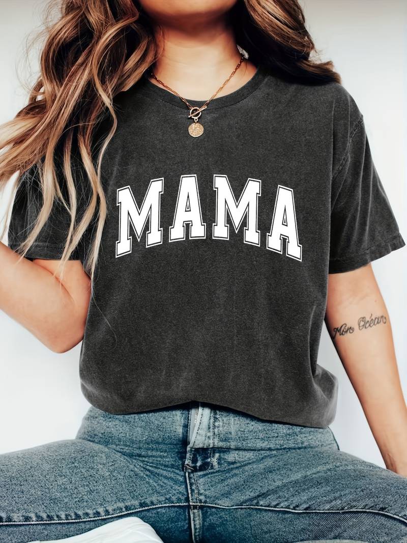 Grace - letter print mom t-shirt with crew neck