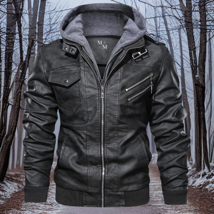 Heat leather – high-quality warm leather jacket with a hood