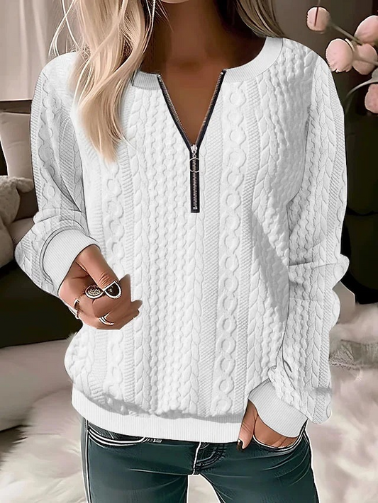 Audrey - casual quarter zip long sleeve sweatshirt for spring