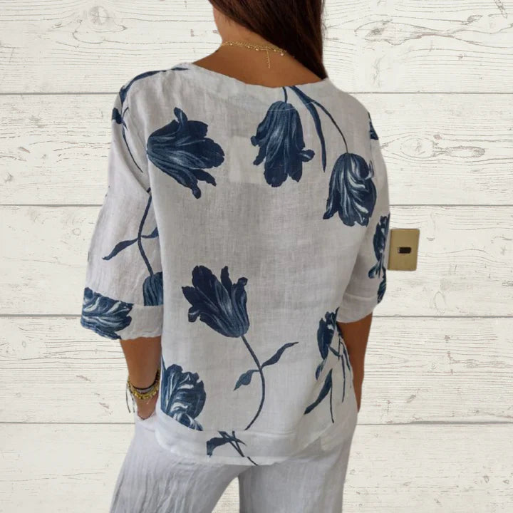 Alisa - long sleeve blouse with flowers