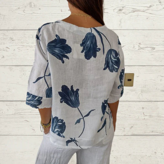 Alisa - long sleeve blouse with flowers