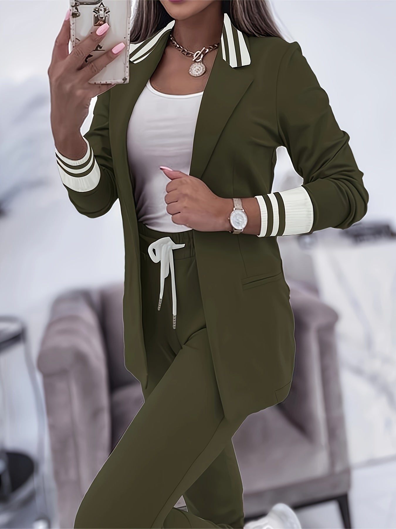 Casual Slim Pants And Blazer Outfit Set For Women | Ideal for All Seasons