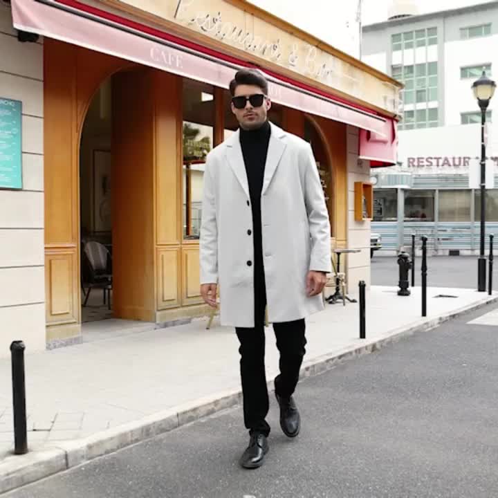 Casual Midlength Button Down Trench Coat for Men | Ideal for All Seasons