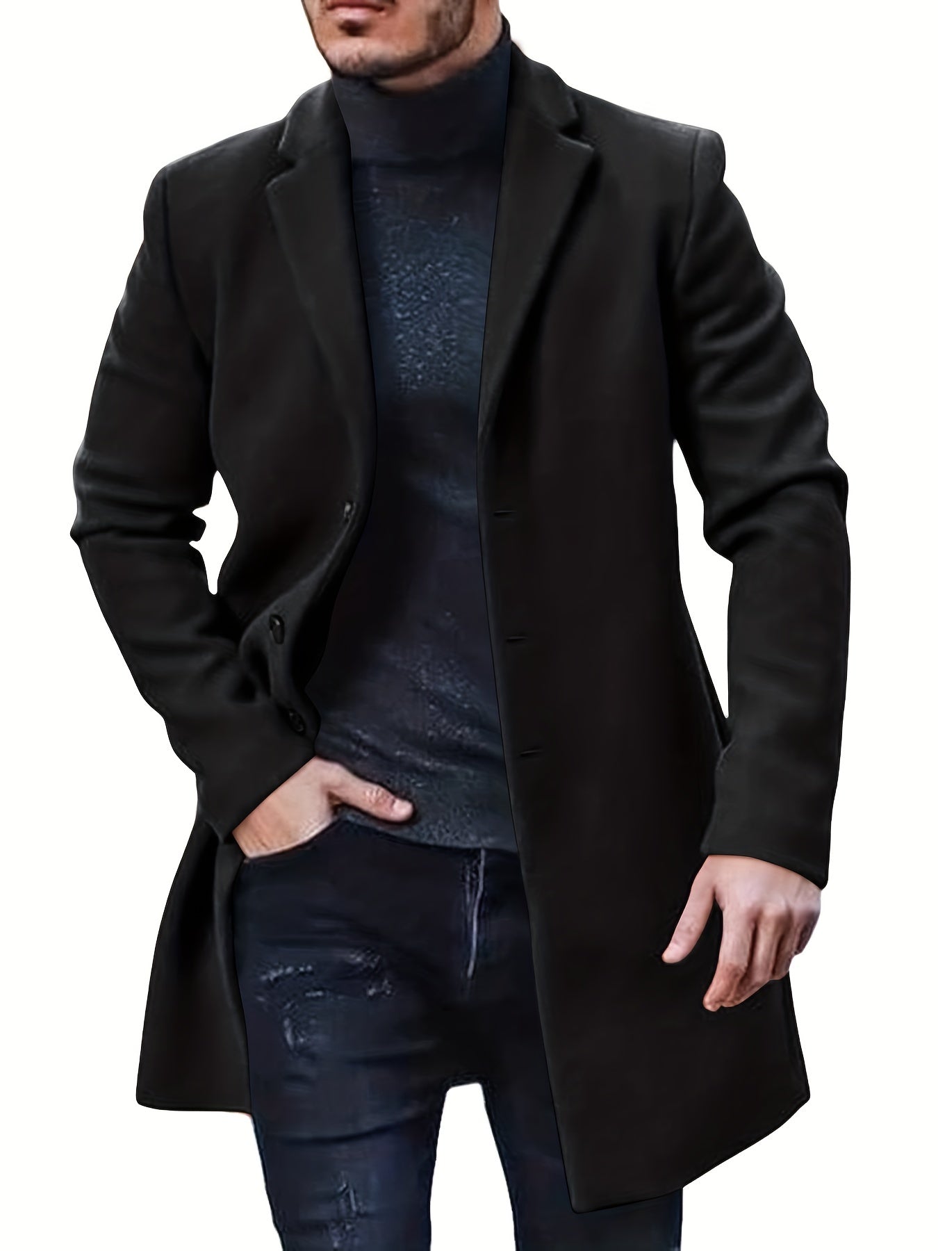 Casual Midlength Button Down Trench Coat for Men | Ideal for All Seasons