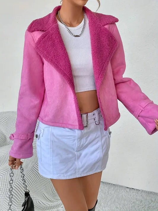 Pink Vintage Faux Leather Jacket for Women | Ideal for Spring